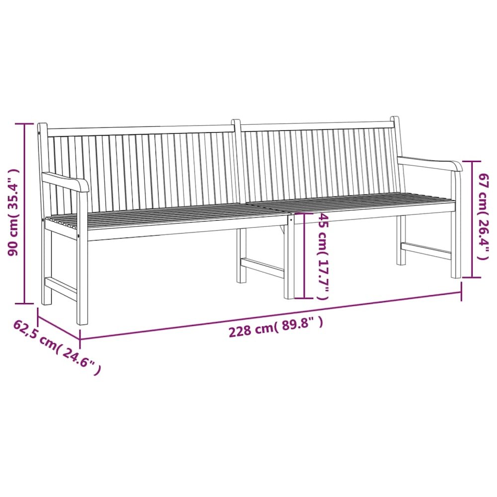 Garden Bench Warm Teak Wood Fine Sanded Teak Hardwood Large. Picture 9