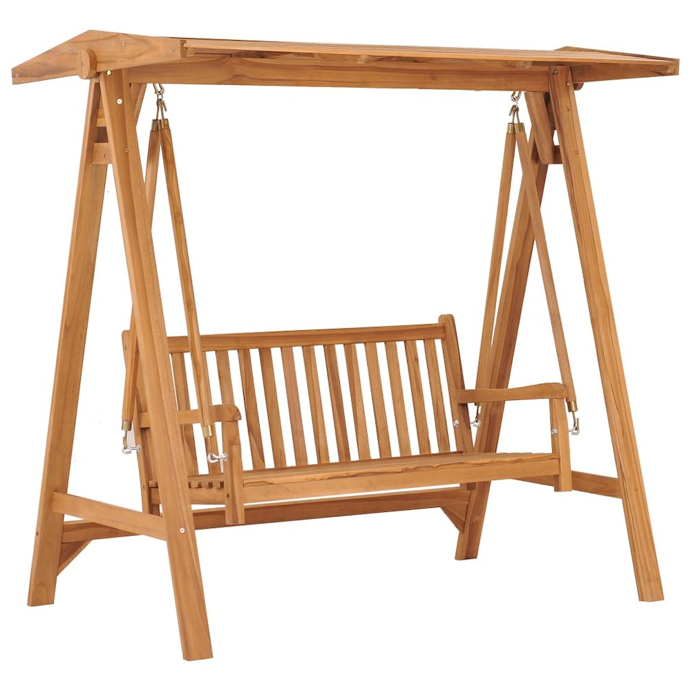 Swing Bench Wooden Brown Solid Teak Wood Large Durable. Picture 1