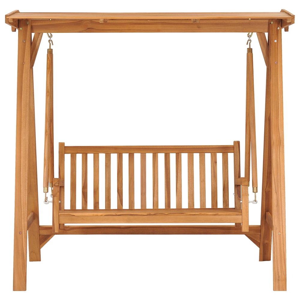 Swing Bench Wooden Brown Solid Teak Wood Large Durable. Picture 2
