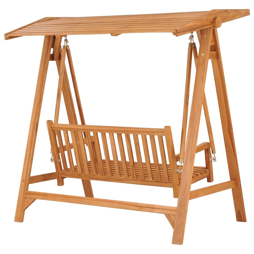 Swing Bench Wooden Brown Solid Teak Wood Large Durable. Picture 3