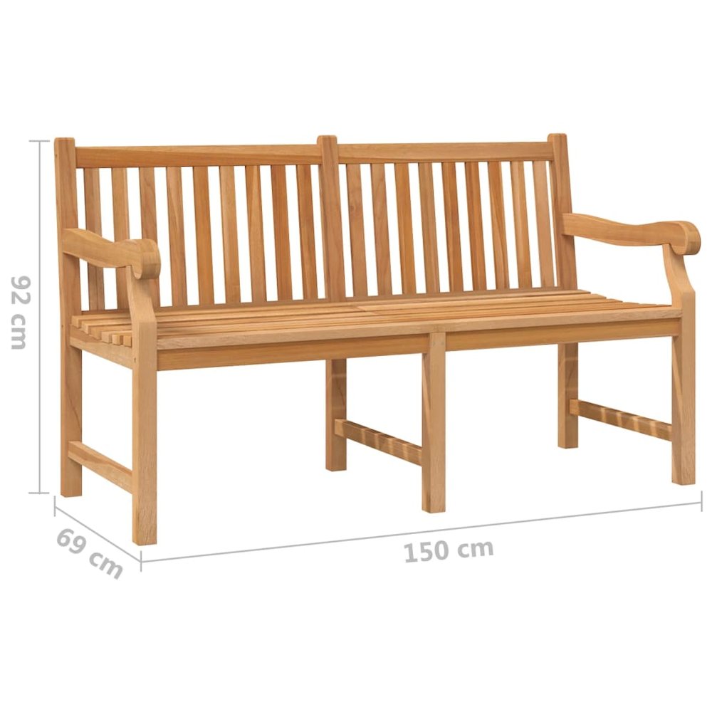 Garden Bench Light Brown Solid Teak Wood Extra Heavy Durable. Picture 7