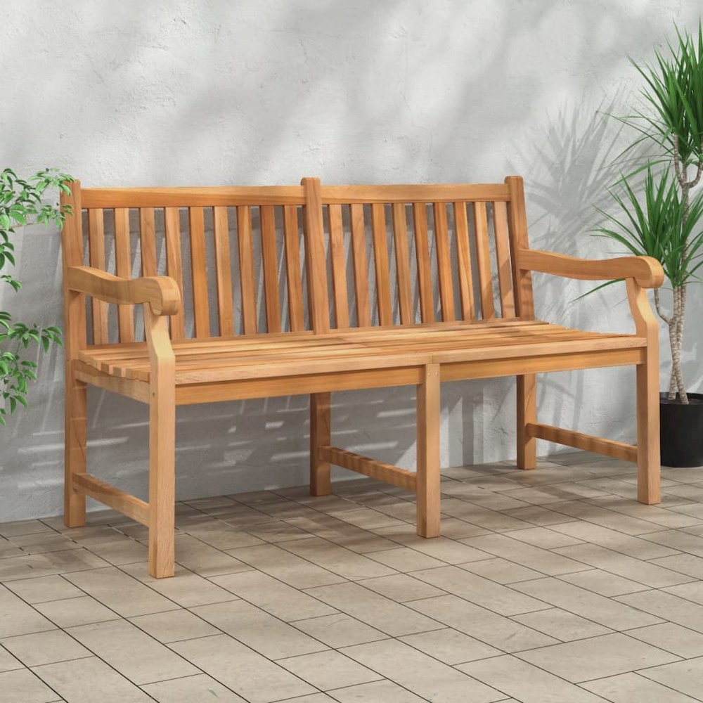 Garden Bench Light Brown Solid Teak Wood Extra Heavy Durable. Picture 1