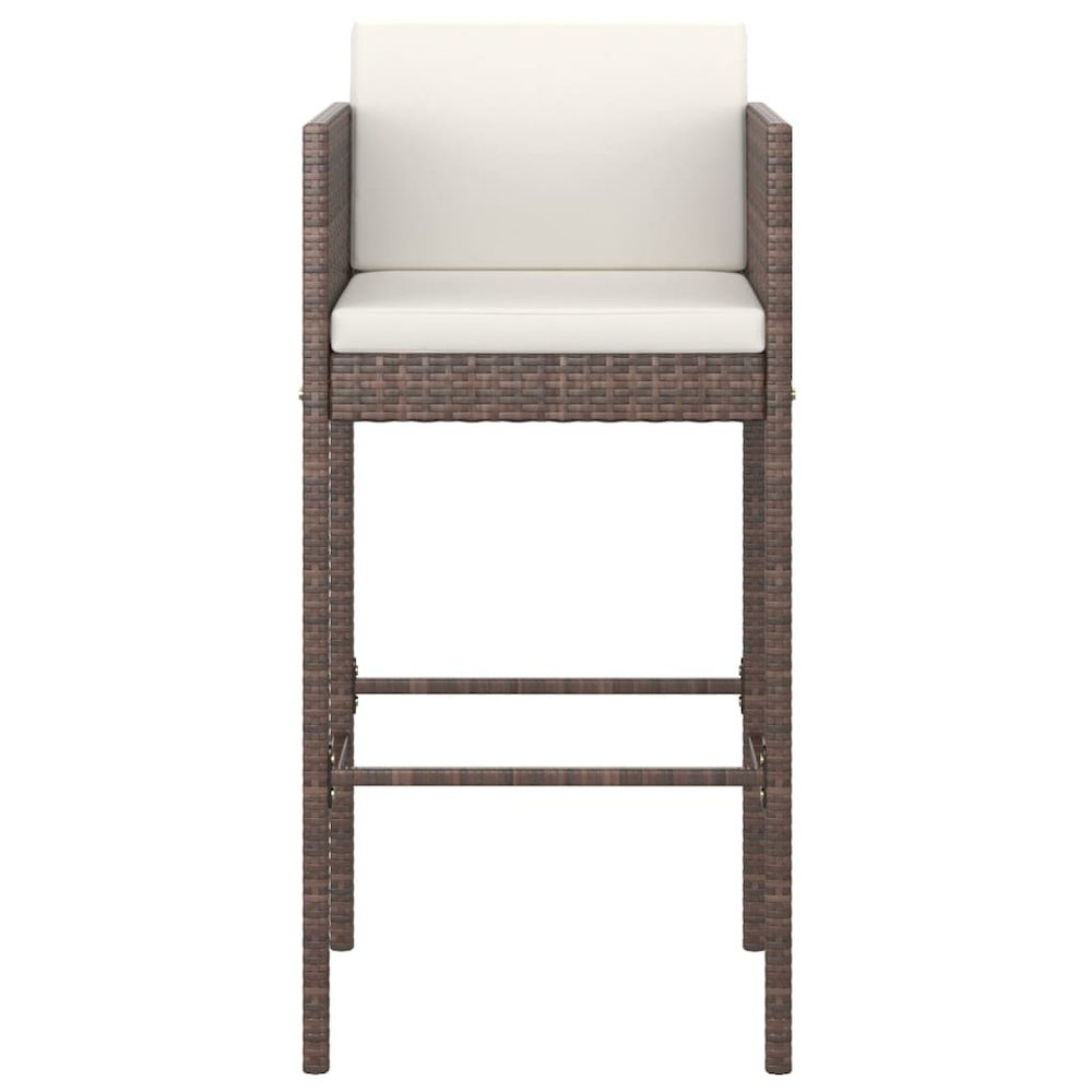 Bar Stool Set of 4 Brown Poly Rattan, Powder-Coated Steel. Picture 4