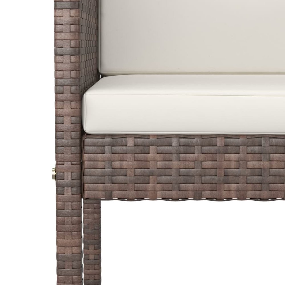 Bar Stool Set of 4 Brown Poly Rattan, Powder-Coated Steel. Picture 6