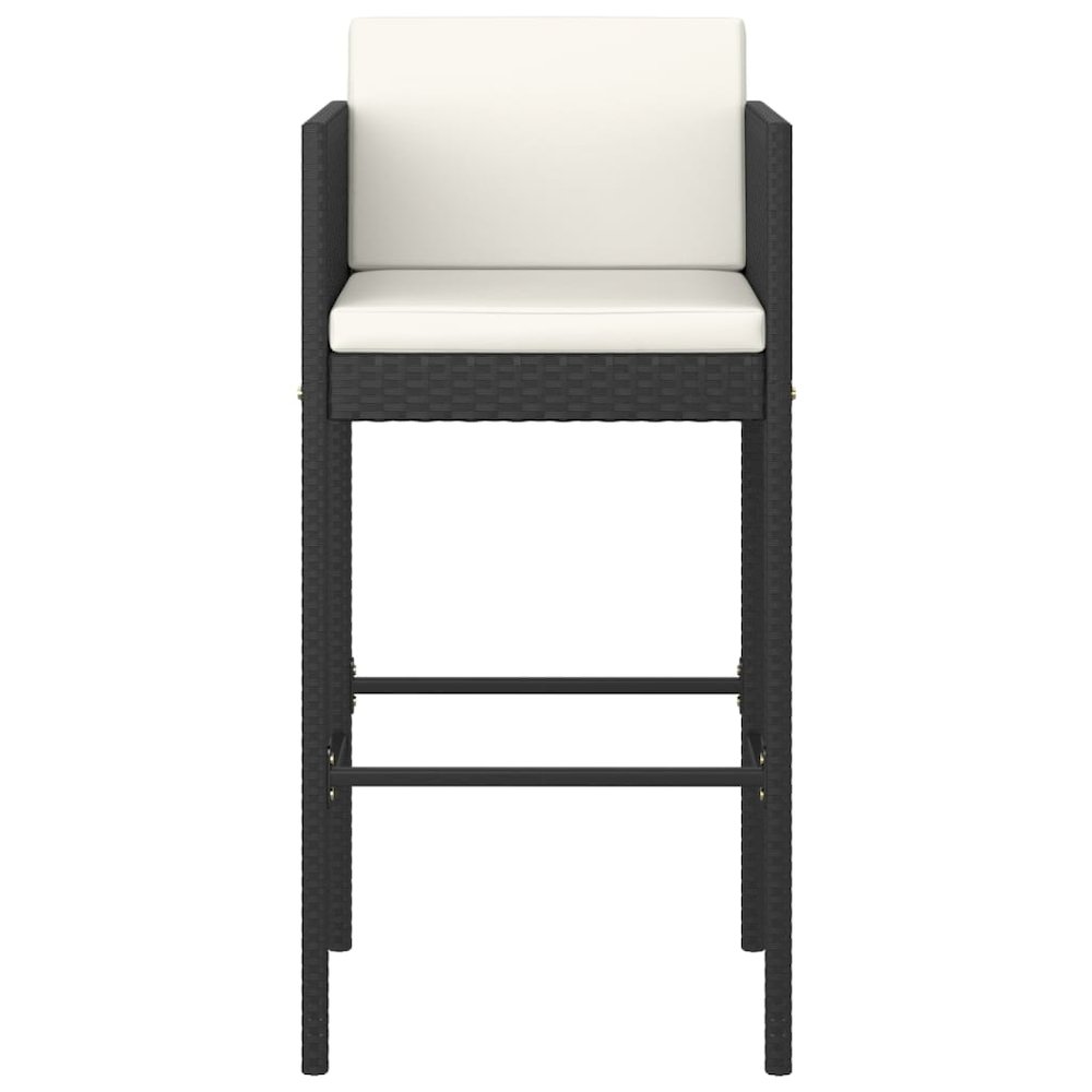Bar Stools 4 pcs with Cushions Black Poly Rattan. Picture 4