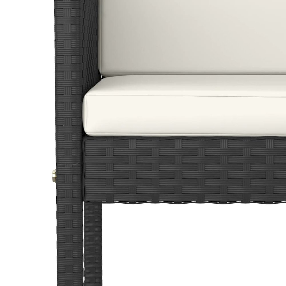 Bar Stools 4 pcs with Cushions Black Poly Rattan. Picture 6