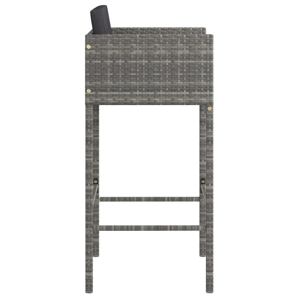 Bar Stool Set of 4 Grey Poly Rattan. Picture 5