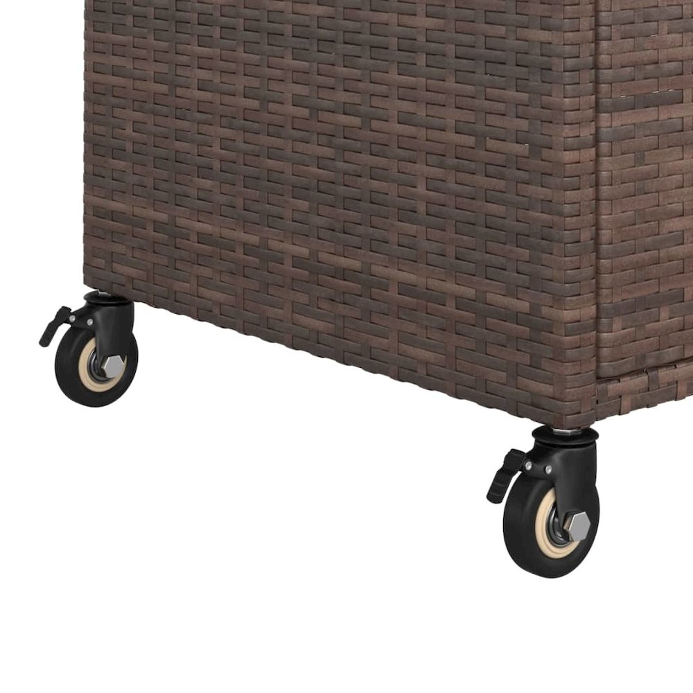 vidaXL Bar Cart with Drawer Brown 39.4"x17.7"x38.2" Poly Rattan. Picture 6