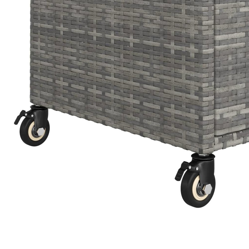 vidaXL Bar Cart with Drawer Gray 39.4"x17.7"x38.2" Poly Rattan. Picture 6