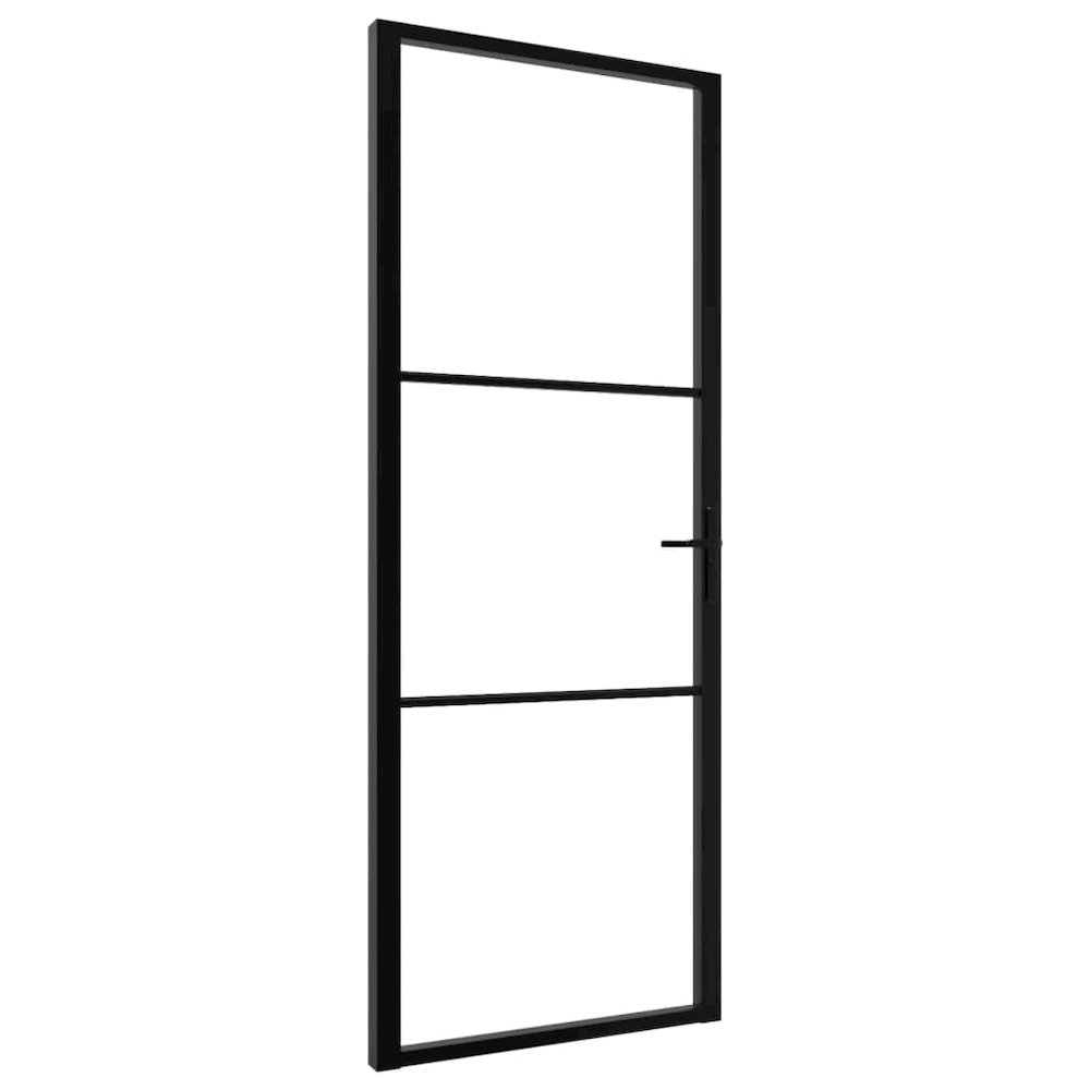 Interior Door ESG Glass and Aluminum 29.9"x79.3" Black. Picture 1