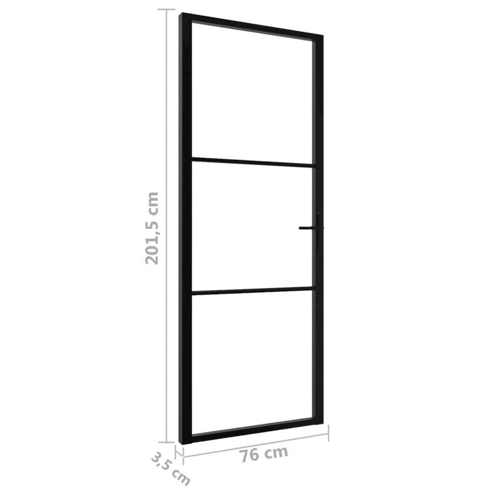 Interior Door ESG Glass and Aluminum 29.9"x79.3" Black. Picture 7
