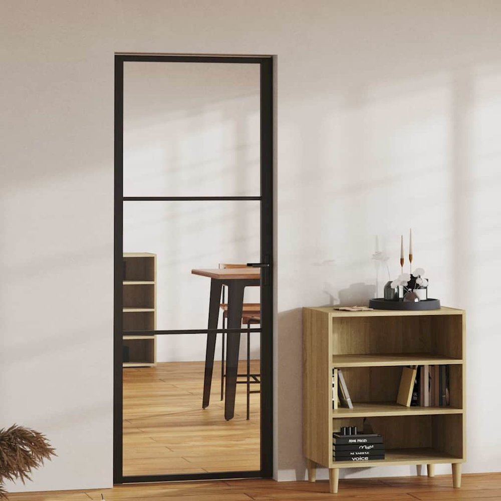 Interior Door ESG Glass and Aluminum 29.9"x79.3" Black. Picture 2
