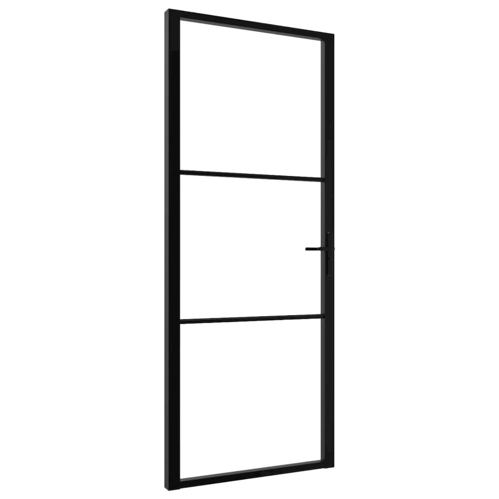 Interior Door ESG Glass and Aluminum 32.7"x79.3" Black. Picture 1