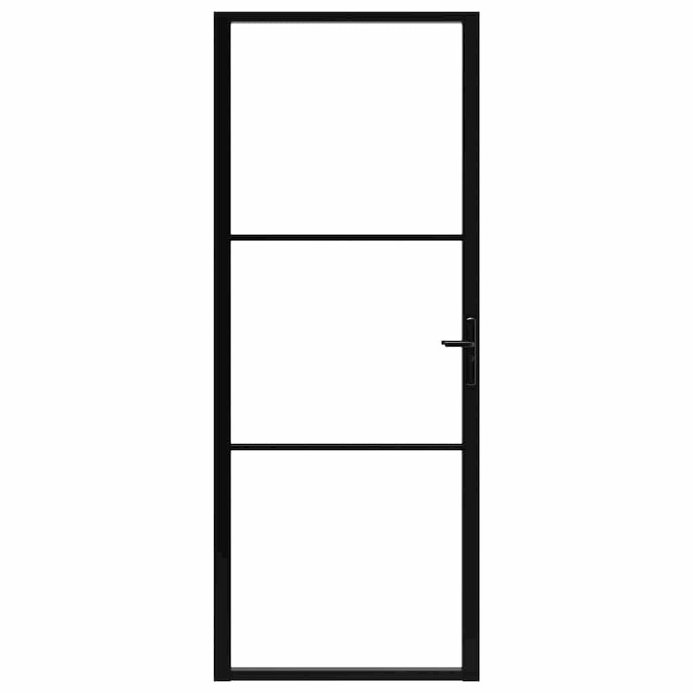 Interior Door ESG Glass and Aluminum 32.7"x79.3" Black. Picture 3