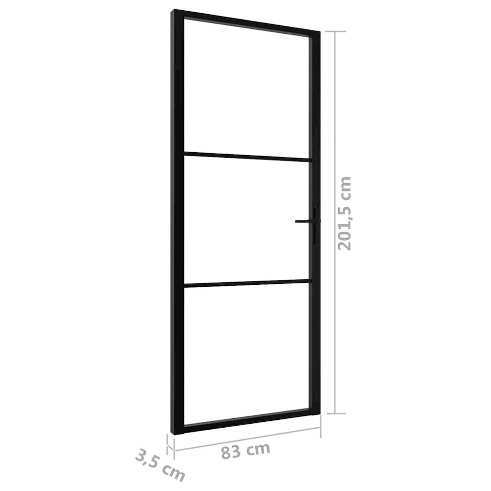 Interior Door ESG Glass and Aluminum 32.7"x79.3" Black. Picture 7
