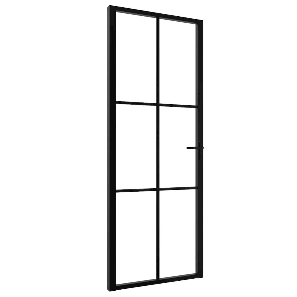 Interior Door ESG Glass and Aluminum 29.9"x79.3" Black. Picture 1