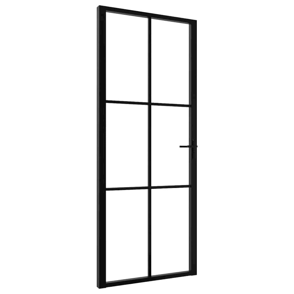 Interior Door ESG Glass and Aluminum 32.7"x79.3" Black. Picture 1