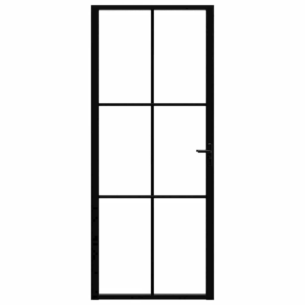 Interior Door ESG Glass and Aluminum 32.7"x79.3" Black. Picture 3