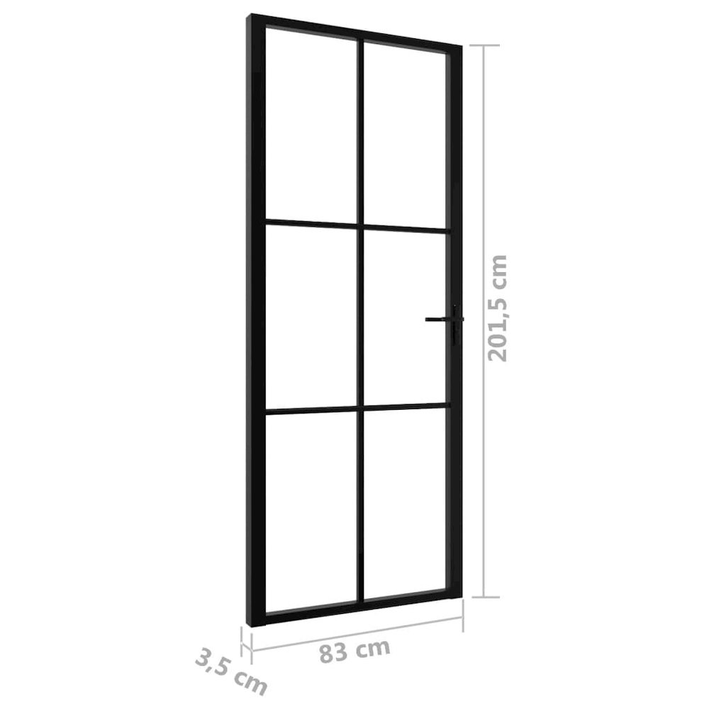 Interior Door ESG Glass and Aluminum 32.7"x79.3" Black. Picture 7