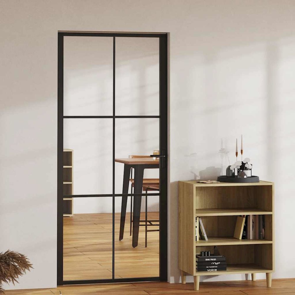 Interior Door ESG Glass and Aluminum 36.6"x79.3" Black. Picture 2