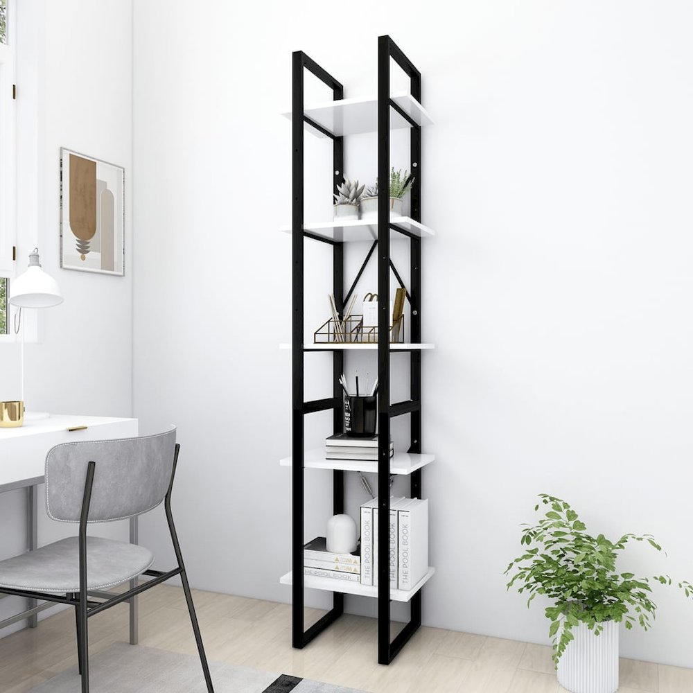 Book Cabinet White Engineered wood, metal Standard Book Cabinet. Picture 1