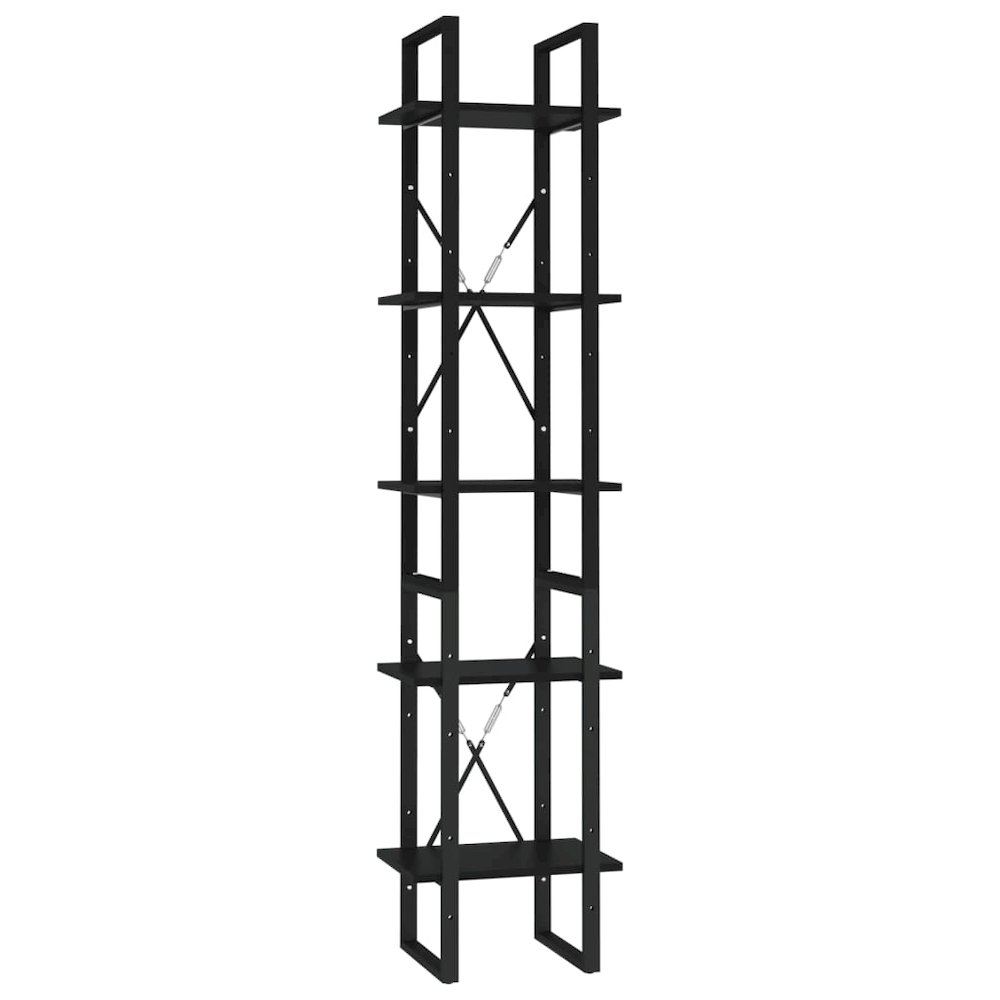 Book Cabinet Black Engineered Wood Medium 5 Tier Book Cabinet. Picture 2