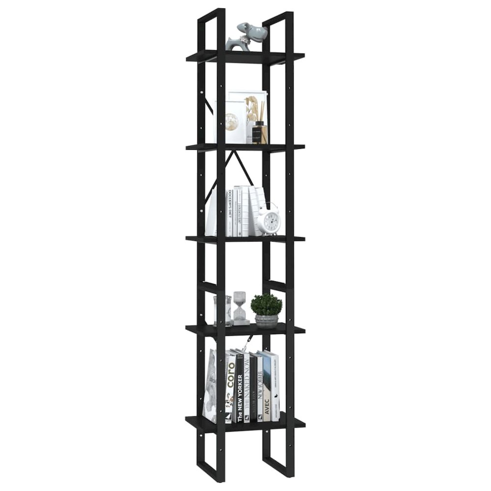 Book Cabinet Black Engineered Wood Medium 5 Tier Book Cabinet. Picture 3