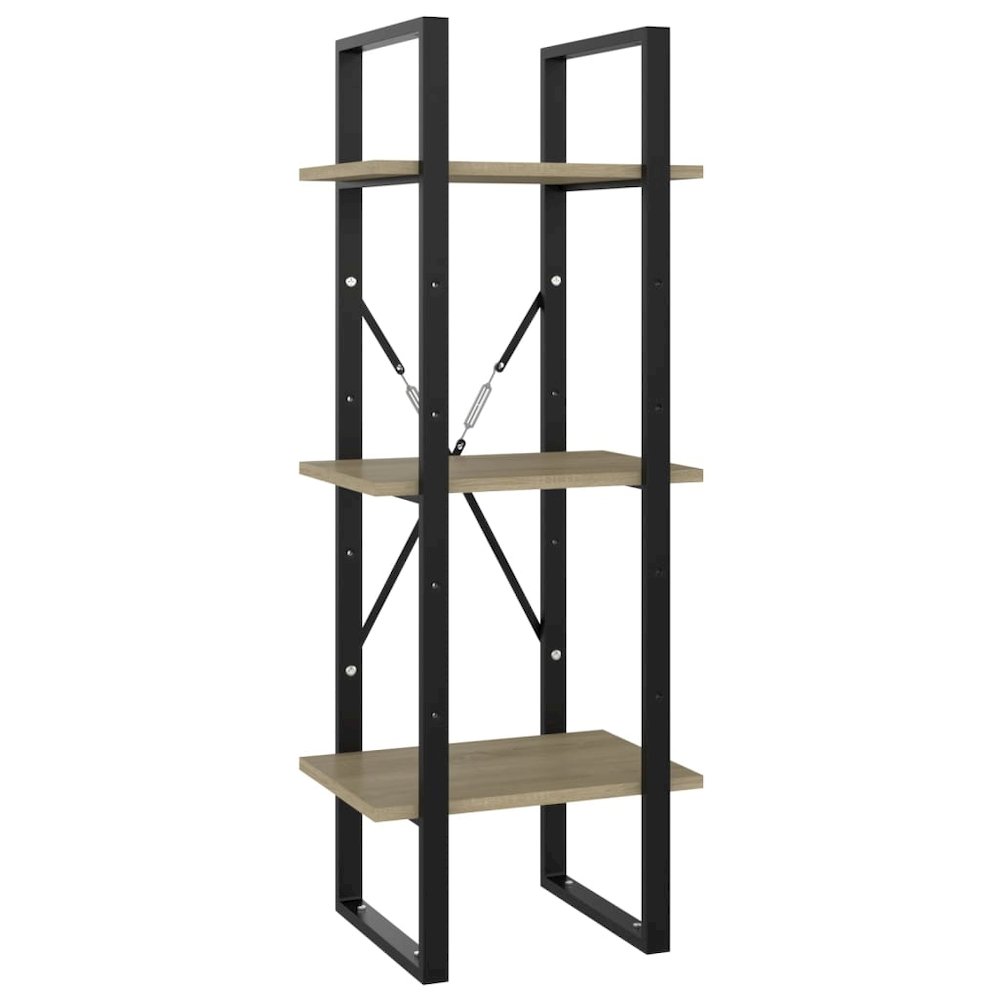 Book Cabinet Sonoma oak and black Engineered wood and metal Medium. Picture 5