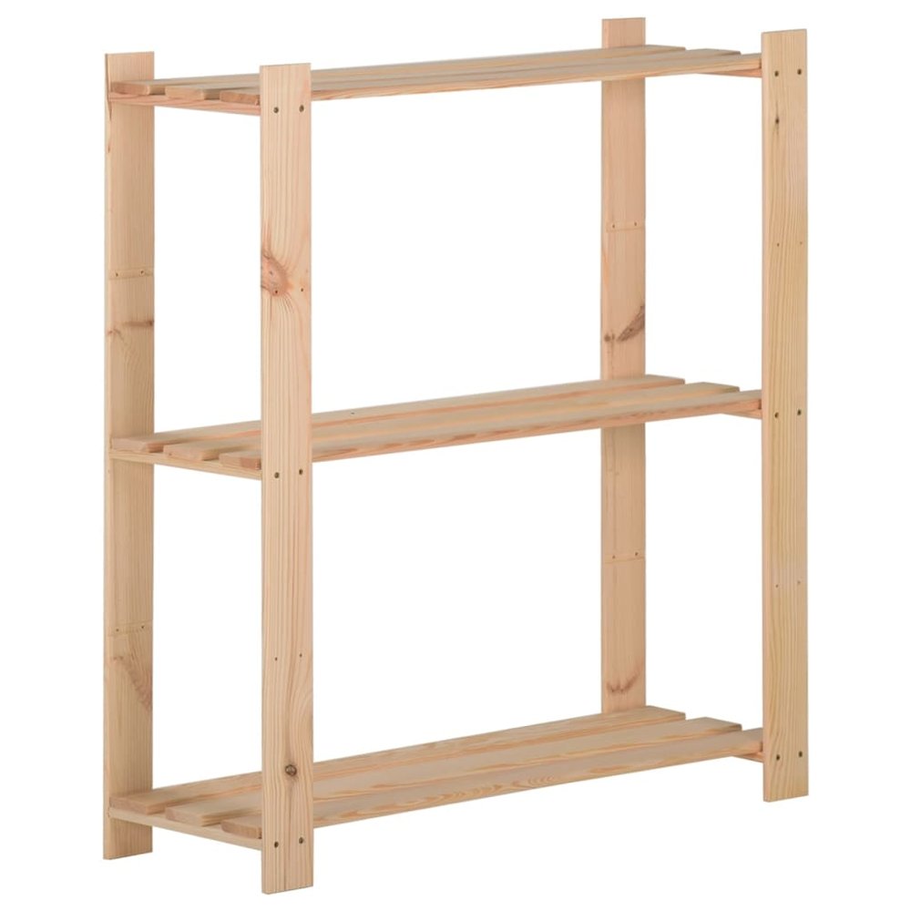 3-Tier Storage Rack 31.5"x11.2"x35.4" Solid Wood Pine. Picture 1