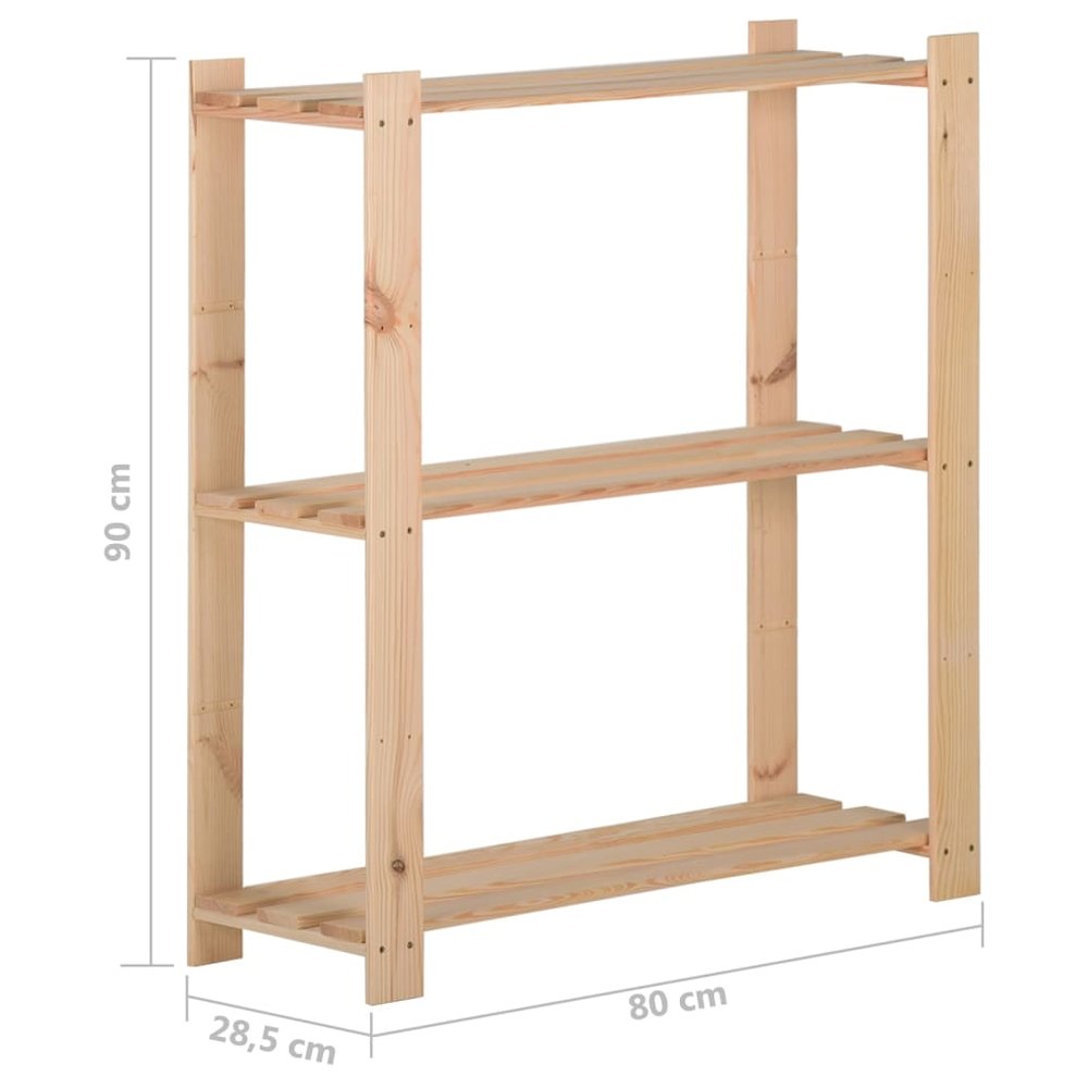 3-Tier Storage Rack 31.5"x11.2"x35.4" Solid Wood Pine. Picture 6