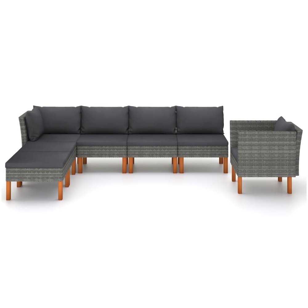 Garden Lounge Set Grey PE Rattan 7 Piece Set Modular. Picture 2