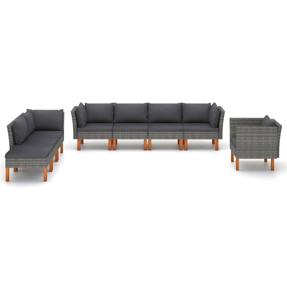 Garden Lounge Set Gray PE Rattan Medium Removable Covers. Picture 2
