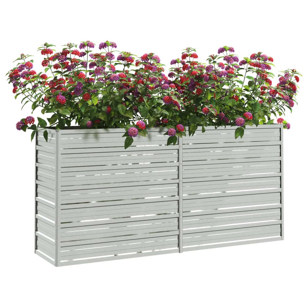 Garden Raised Bed Silver Galvanized Steel 63.0 x 15.7 x 30.3 in. Picture 3