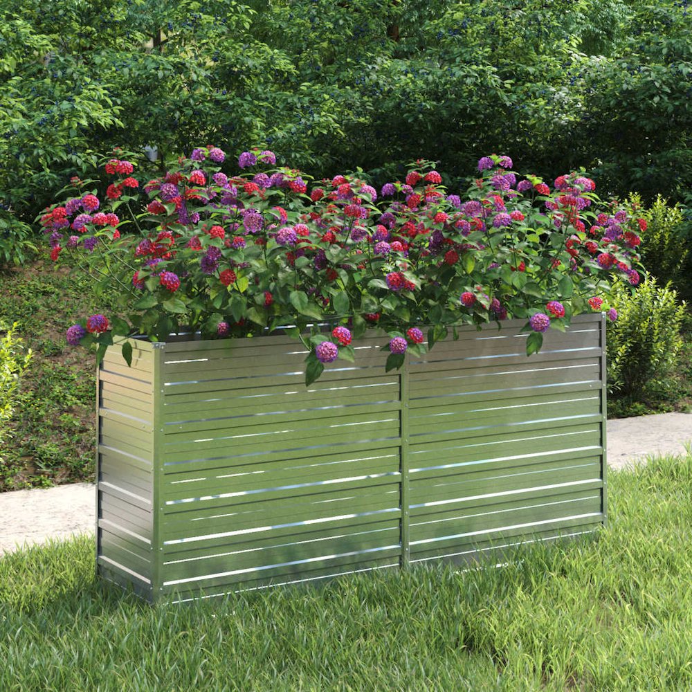 Garden Raised Bed Silver Galvanized Steel 63.0 x 15.7 x 30.3 in. Picture 1