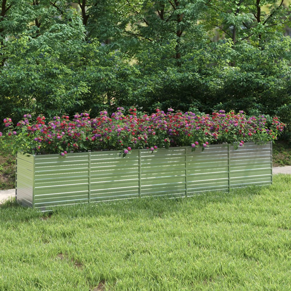 Garden Raised Bed 157.5"x31.5"x30.3" Galvanized Steel Silver. Picture 1