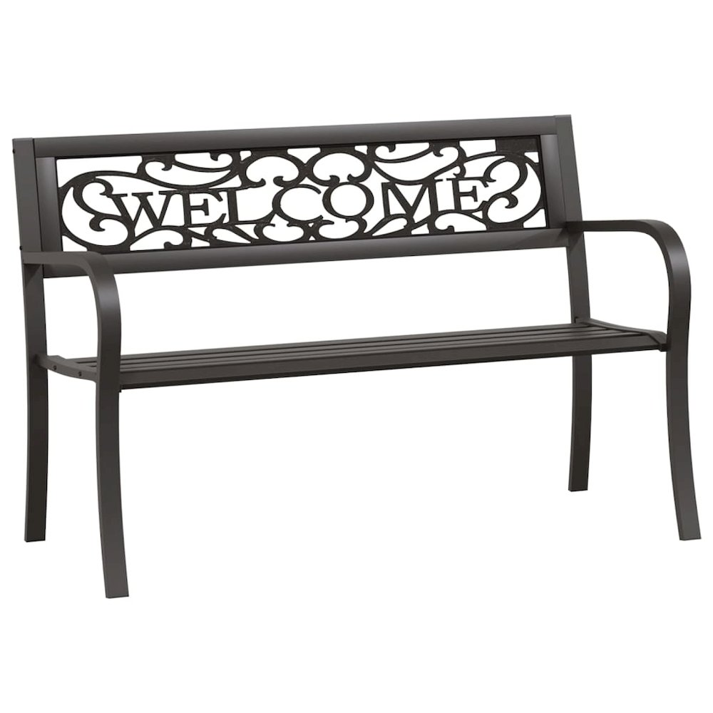 Garden Bench Black Powder-coated steel and plastic Standard. Picture 2