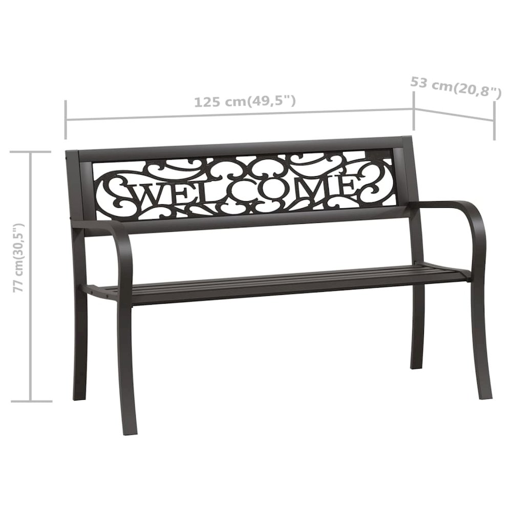 Garden Bench Black Powder-coated steel and plastic Standard. Picture 8