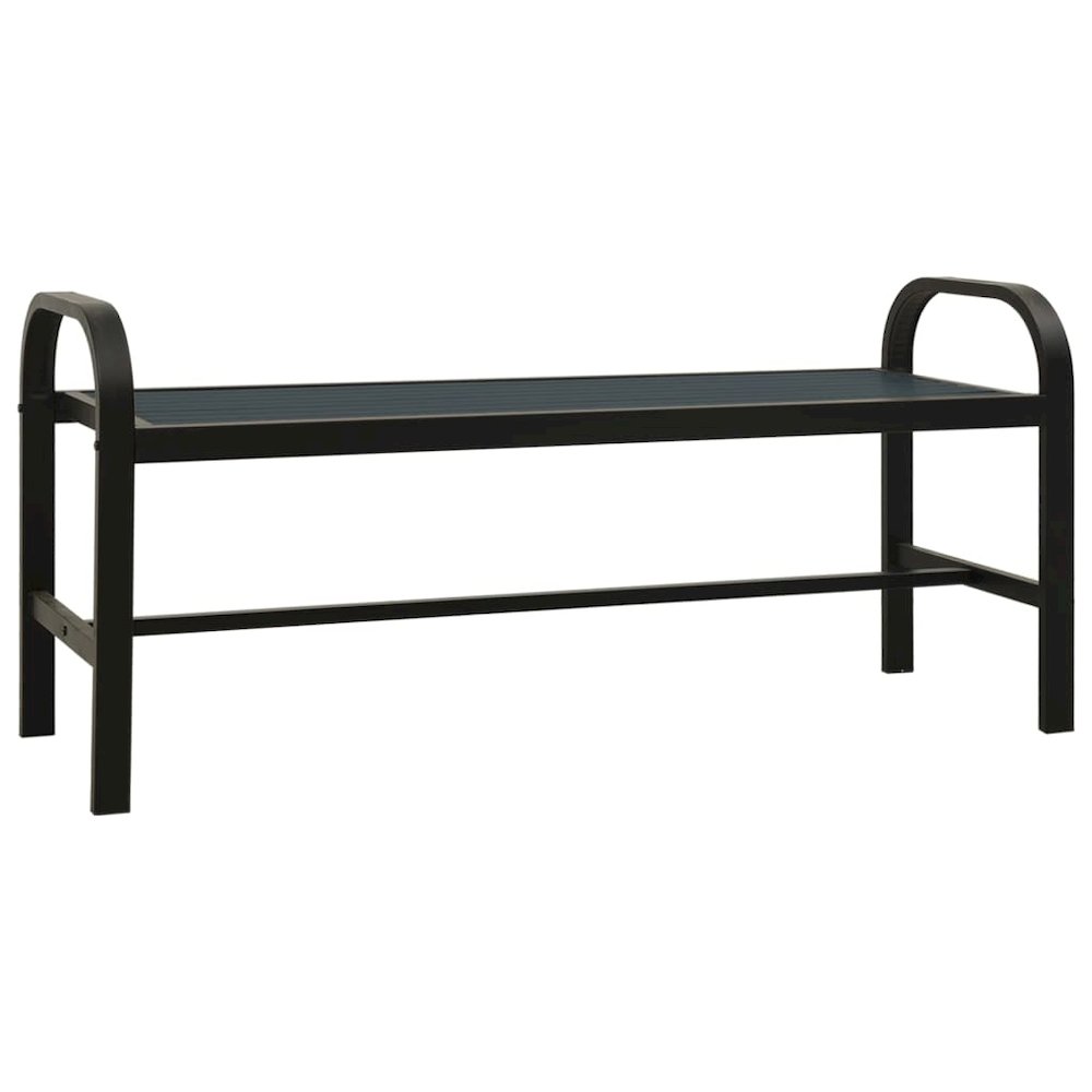 Garden Bench Black Steel, WPC Standard Durable Garden Bench. Picture 2