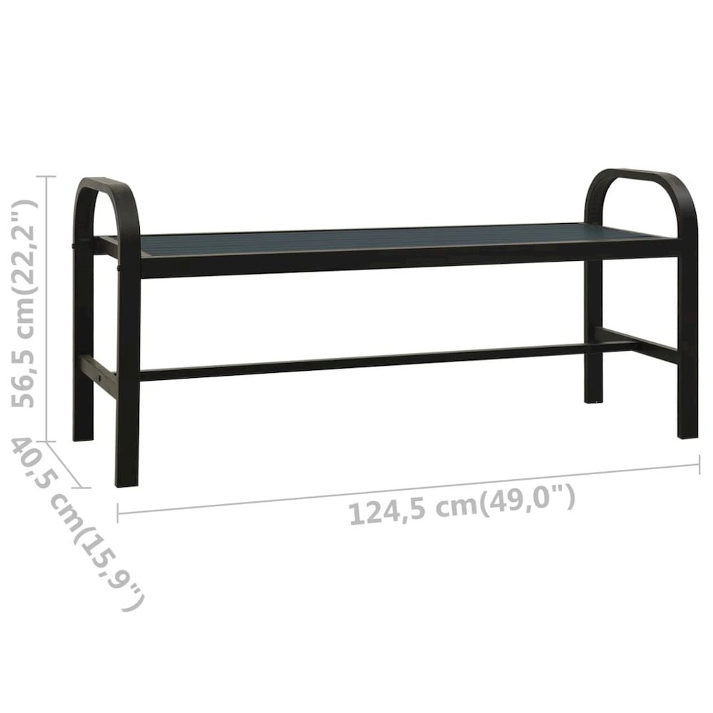 Garden Bench Black Steel, WPC Standard Durable Garden Bench. Picture 6