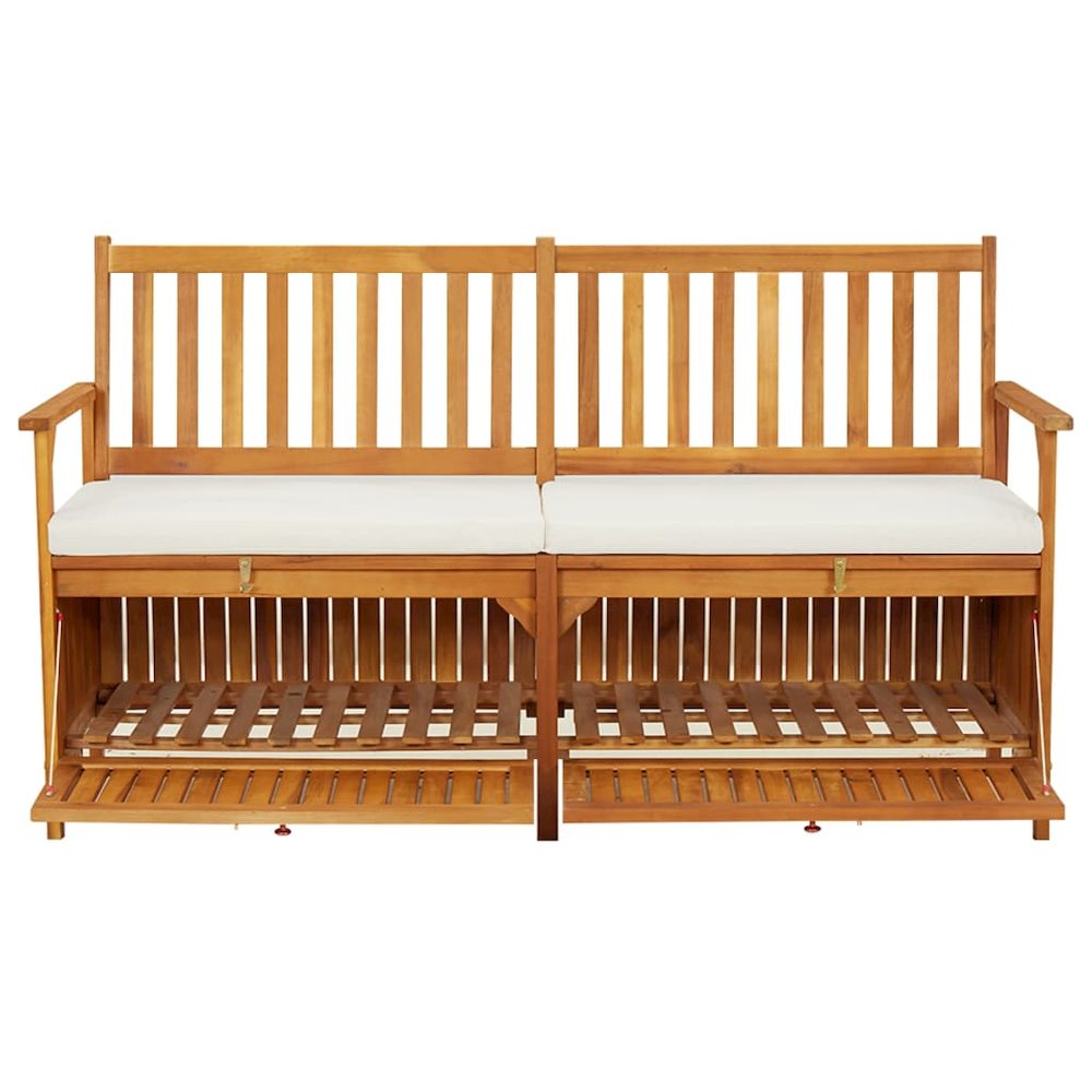 Bench Brown Solid Acacia wood, 100% polyester Medium. Picture 3