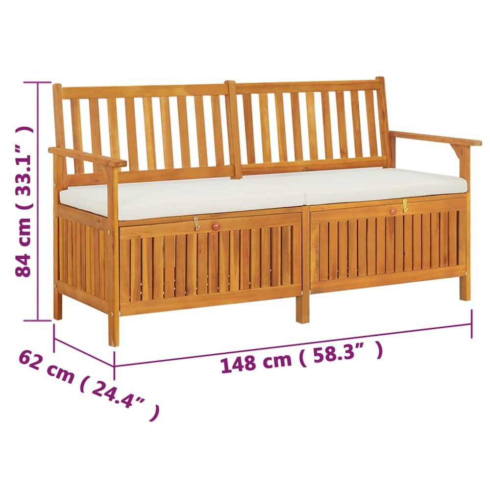 Bench Brown Solid Acacia wood, 100% polyester Medium. Picture 9