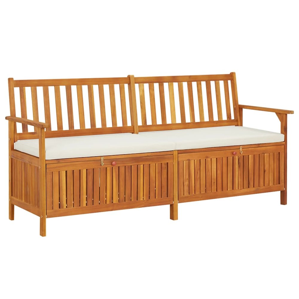 Bench Brown, Cream White Solid Acacia wood, 100% polyester fabric. Picture 1