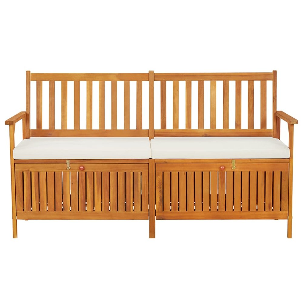 Bench Brown, Cream White Solid Acacia wood, 100% polyester fabric. Picture 2