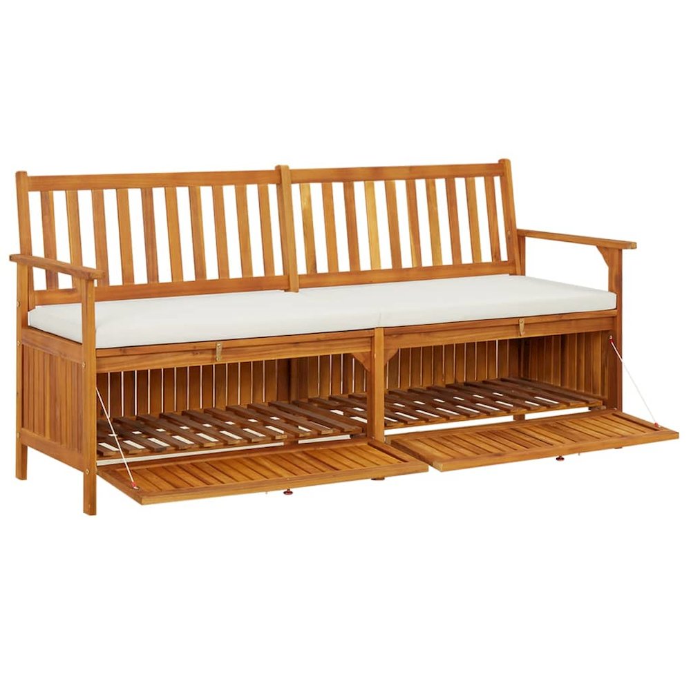 Bench Brown, Cream White Solid Acacia wood, 100% polyester fabric. Picture 3