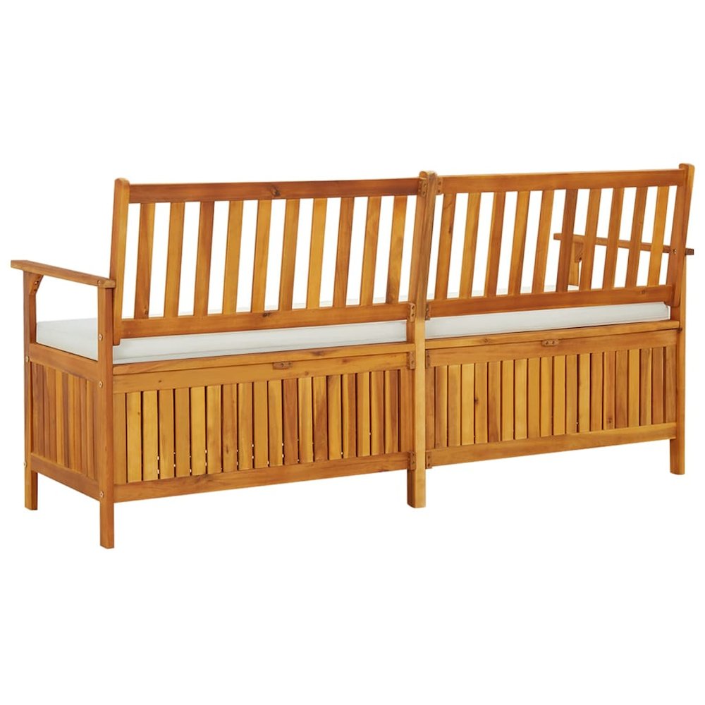 Bench Brown, Cream White Solid Acacia wood, 100% polyester fabric. Picture 4