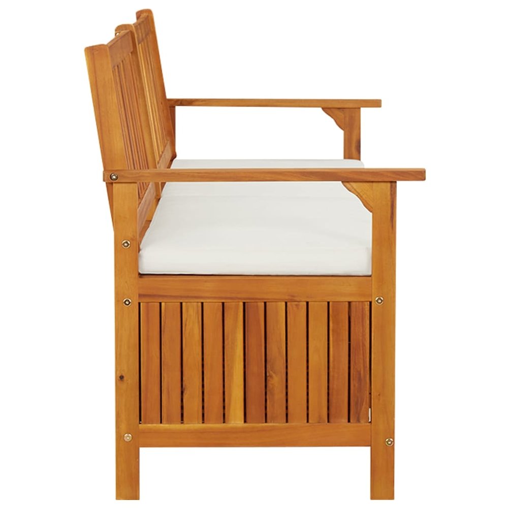 Bench Brown, Cream White Solid Acacia wood, 100% polyester fabric. Picture 5