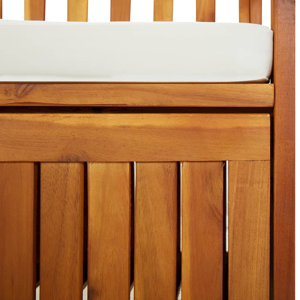 Bench Brown, Cream White Solid Acacia wood, 100% polyester fabric. Picture 6