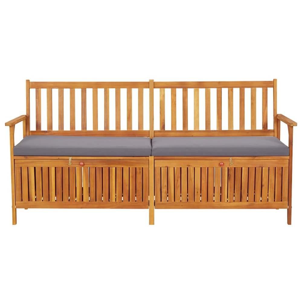 Bench Black Solid Acacia wood 67 in Storage Bench Rectangular. Picture 2