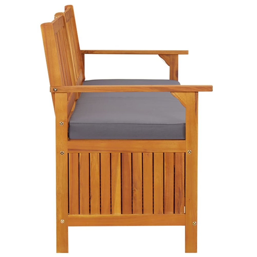 Bench Black Solid Acacia wood 67 in Storage Bench Rectangular. Picture 3