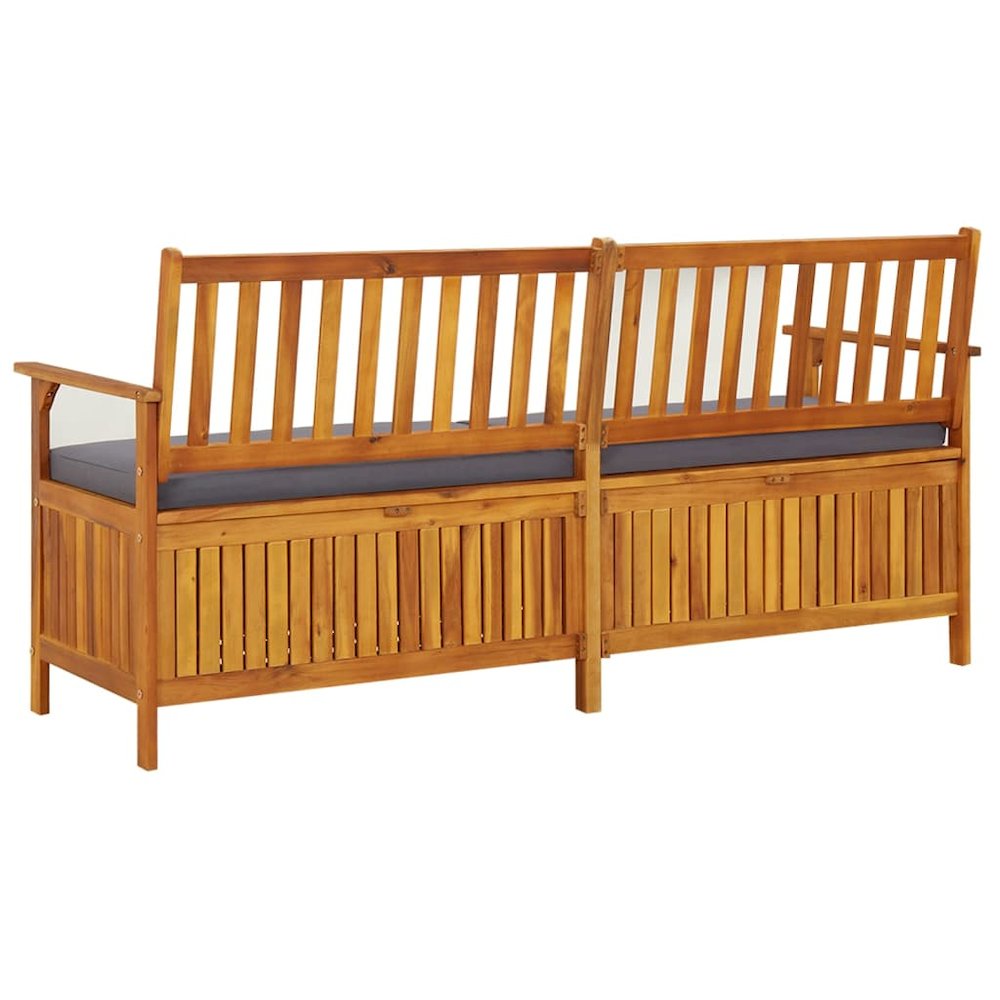 Bench Black Solid Acacia wood 67 in Storage Bench Rectangular. Picture 4